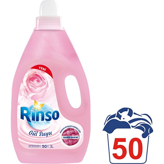 Rinso Gül Suyu Narin Bakım Sıvı Çamaşır Deterjanı 3000 ML 50 Yıkama