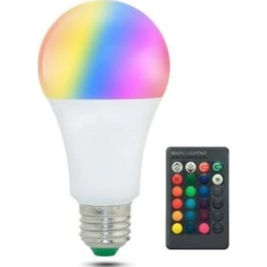 LED Pazarı Kumandalı Renkli Ampul  16 Renk