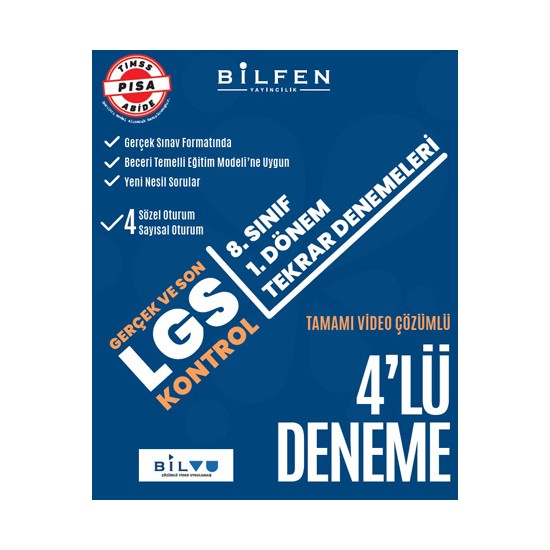 Bilfen Yayıncılık Lgs Kontrol 8. Sınıf 4'Lü Deneme (1. Dönem Tekrar)