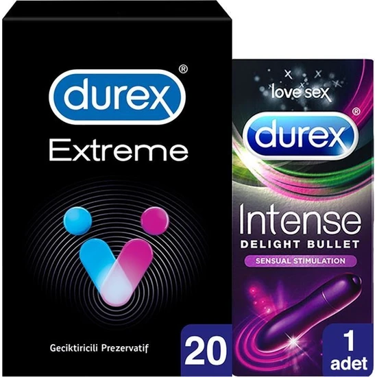 Durex Extreme Geciktiricili 20’li Prezervatif + Durex Intense Vibe Bullet Titreşimli Vibratör