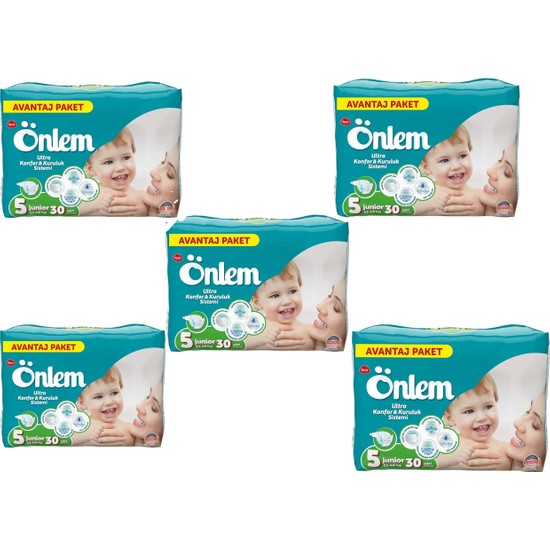 Önlem Extra Avantaj Bebek Bezi 5 No Beden 30�lu x 5 Paket Fiyatı