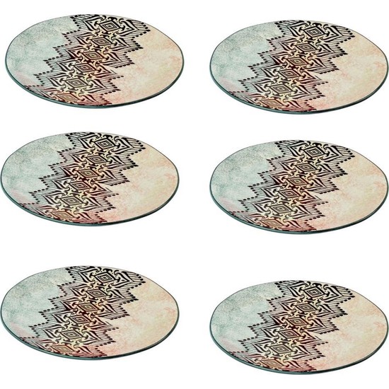 Ygc Porselen 6�lı Servis Pasta Sunum Tabağı Renkli 21 cm Fiyatı