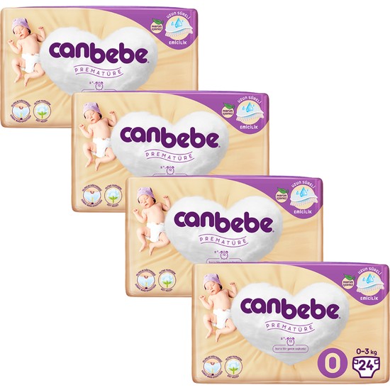 Canbebe 0 Numara Prematüre Bebek Bezi 03kg 24�lü 4 Paket
