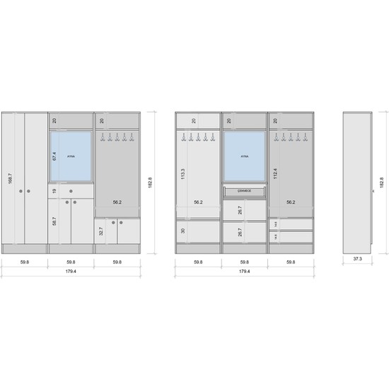 Rani Modern Çekmeceli Aynalı Portmanto Ayakkabılık Vestiyer Fiyatı
