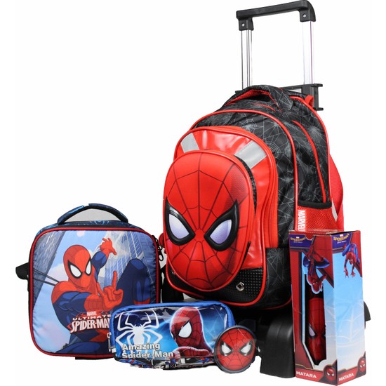 Öykü Çekçekli Okul Çantası Örümcek Adam Beslenme Kalemlik