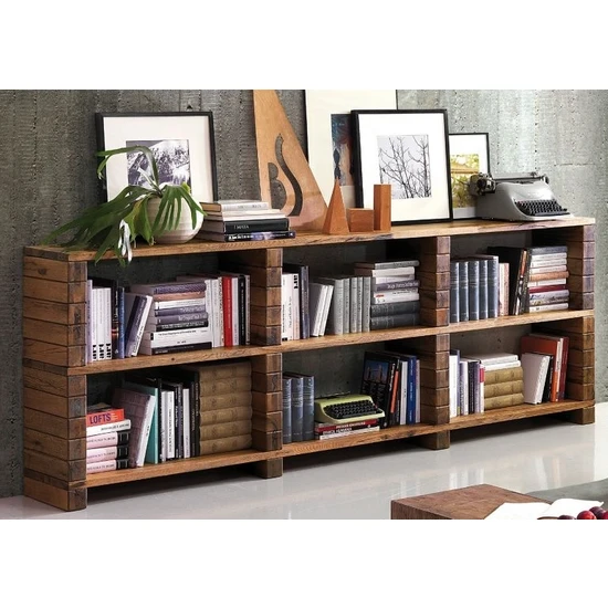 As Wood Ahşap Kitaplık Tv Ünitesi