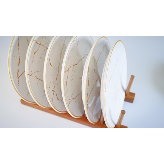 Karev Home Mermer Desen 6�lı Beyaz Pasta Tabağı Fiyatı