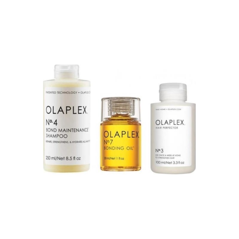 OLAPLEX No:3 Maske 100 ml + No:4 Şampuan 250 ml + No:7 Bakım Yağ 30 ml