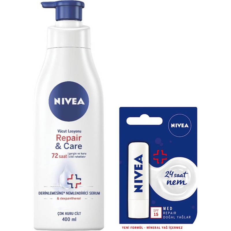 Nivea Repair&care Yoğun Bakim Onarıcı Vücut Losyonu 400 ml - Nivea Med Repair Dudak Bakim Stick