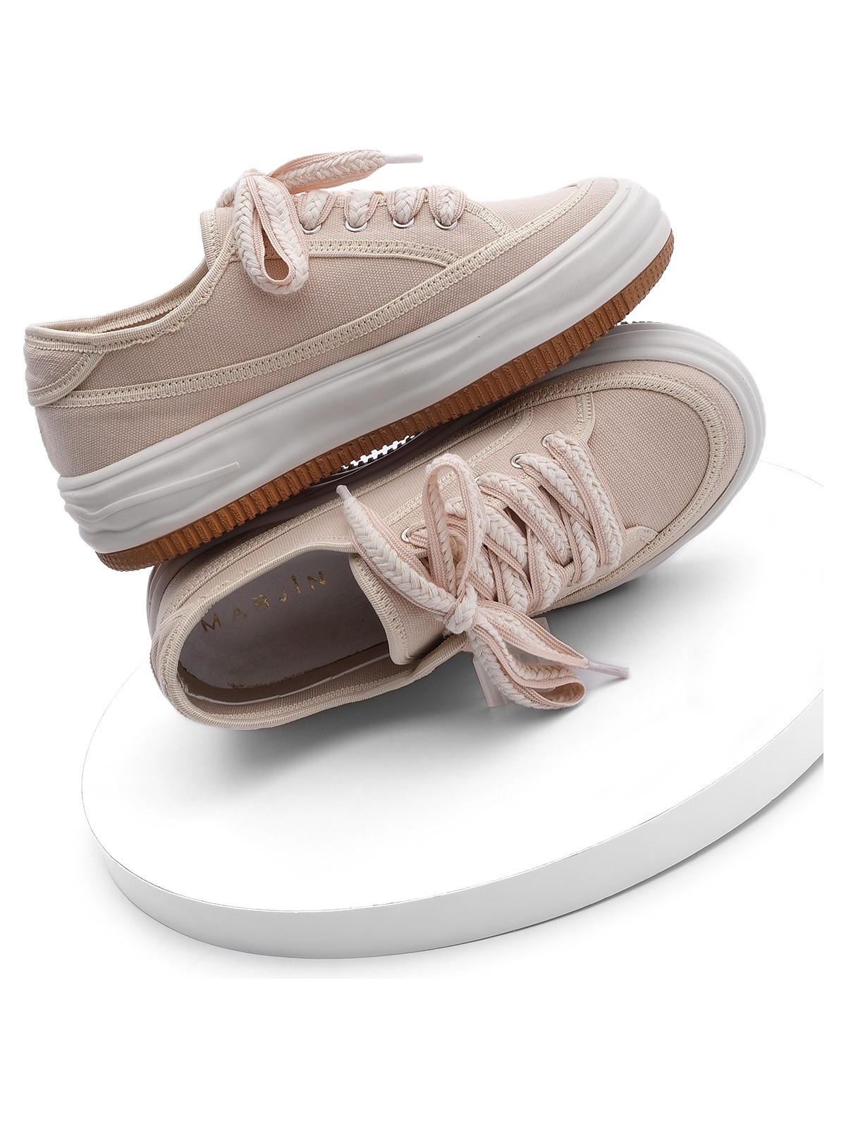 Marjin Kadın Sneaker Yüksek Taban Bağcıklı Spor Ayakkabı Kotnel