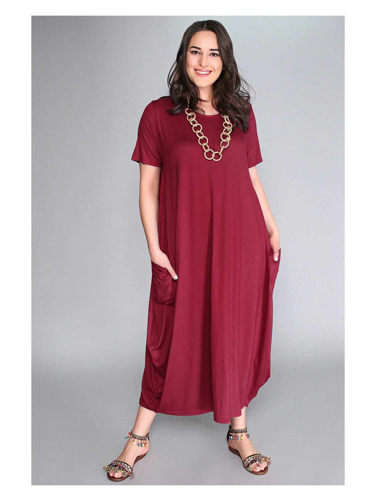 Curvy Trend Jumbo Kısa Kol Elbise Siyah - Görsel 4