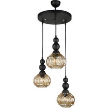 Begüsa Katana 3.lü Avize Siyah Bal Cam