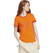 adidas Bisiklet Yaka Düz Turuncu Kadın T-Shirt IC5525 Adv Calı Tee