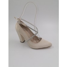 Solmaz Ermod 1407 Altın Saten Topuklu Taşlı Stiletto