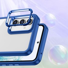 Case 4U Samsung Galaxy A34 Uyumlu Kılıf Kamera Çıkıntılı Arkası Kristal Şeffaf Hassas Tuşlu Renkli Kenarlı Flora Kapak Kırmızı