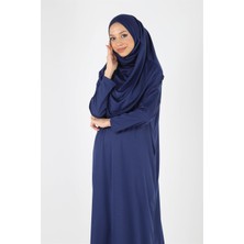 Plistre 2133_Tek Parça Başörtülü Namaz Tesettür Elbise