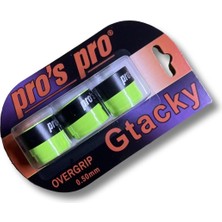 Pros Pro Neon Yeşil Gtacky 3'lü Set 0.5 mm Üçlü Set Overgrip Tenis Gribi