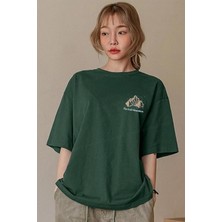 Millionaire Arid Mountain Yeşil Oversize Salas Boyfriend Kadın T-Shirt