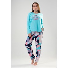 Kadın Büyük Beden Uzun Kol Pijama Takım