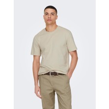 Only & Sons Max Life Reg Ss Stitch Tee Noos Erkek Bej Tshirt 22025208-06