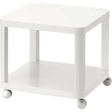 IKEA Tekerlekli Yan Sehpa, Beyaz Renk 50X50 cm Ev Dekorasyonu Mobilya