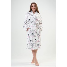 Vienetta Kadın Welsoft Büyük Beden Sal Yaka Uzun Kol Uzun Sabahlık
