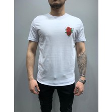 Ayakuydur Erkek Beyaz Gül Baskılı T-Shirt