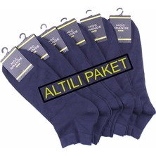 Moc Grande Mocgrande Erkek Büyük Beden Bambu Dikişsiz Altılı Paket Patik Çorap 11903 Lacivert
