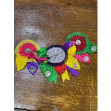 Gönülden Tasarım 20X10 cm 3 Çiçekli Taşlı Renkli Yaka Omuz Aplike Dikiş Aksesuarı