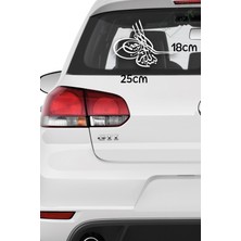 Atölye Çizgi Osmanlı Tuğrası Besmele Yazılı Oto Sticker Mat Beyaz 25X18CM