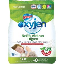 Bingo Toz Çamaşır Deterjanı 16 kg Oxyjen Doğal Içerikli Parfümsüz (4 Paket x 4 kg) (104 Yıkama)