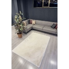 Freya Home Yumuşacık Tavşan Tüyü Tüy Dökmez Salon Halısı Yumuşak Dokulu Çocuk Halısı Peluş Halı Krem