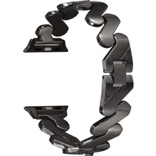 Kny Apple Watch 44 mm Için Burgu Desenli Metal Krd-80 Kordon-Kayış