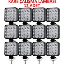 STS Oto Aksesuar 12 Adet 11X11 16 LED Kare Off Road Traktör Tir Kamyon Sis Fari Sis Lambasi Çalisma Lambasi Projektör