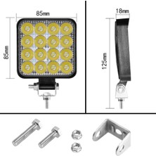 8 Adet 11X11 16 LED Kare Off Road Traktör Tir Kamyon Sis Fari Sis Lambasi Çalisma Lambasi Projektör