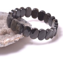 Taş Sandığı Obsidyen Taşı Bileklik - Fasetli