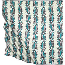 Bursa İpek Siyah Gri Türk Motifli Sarmaşık Desen Ipeksi Eşarp