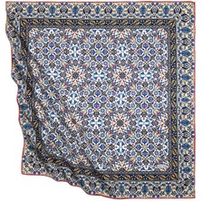 Bursa İpek Sarı Siyah Türk Motifli Çini Desen Ipeksi Eşarp