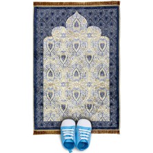 Bursa İpek Lacivert Kadife Çocuk Seccadesi