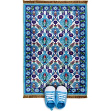 Bursa İpek Turkuaz Kadife Çocuk Seccadesi