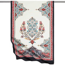 Bursa İpek Kırmızı Siyah Şamdan Desen Geniş Ipeksi Fular