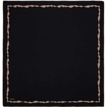 Bursa İpek Siyah Kenarı Sulu Dalga Ipek Eşarp