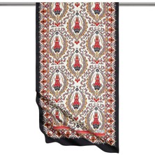 Bursa İpek Vizon Siyah Karanfil Desen Dar Ipeksi Fular