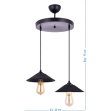 Özpolat Aydınlatma Alya 2 Li Şapkalı Sarkıt Avize (Siyah)