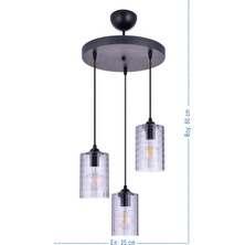 Özpolat Aydınlatma Kuvars 3 Lü Camlı Sarkıt Avize (Siyah)