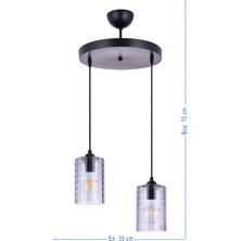 Özpolat Aydınlatma Kuvars 2 Lü Camlı Sarkıt Avize (Siyah)