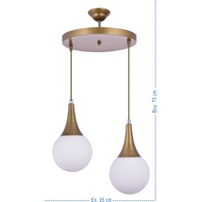 Özpolat Aydınlatma Pera 2 Li Lüx Opalcamlı Sarkıt Avize (Kahverengi)