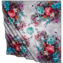 Bursa İpek Mint Çiçek Desen Ipeksi Eşarp