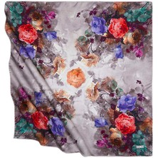 Bursa İpek Vizon Çiçek Desen Ipeksi Eşarp