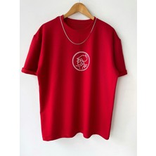 Wolters Outdoors Erkek Amsterdam Ajax Oversize Baskılı Pamuklu Bisiklet Yaka Kısa Kollu T-Shirt